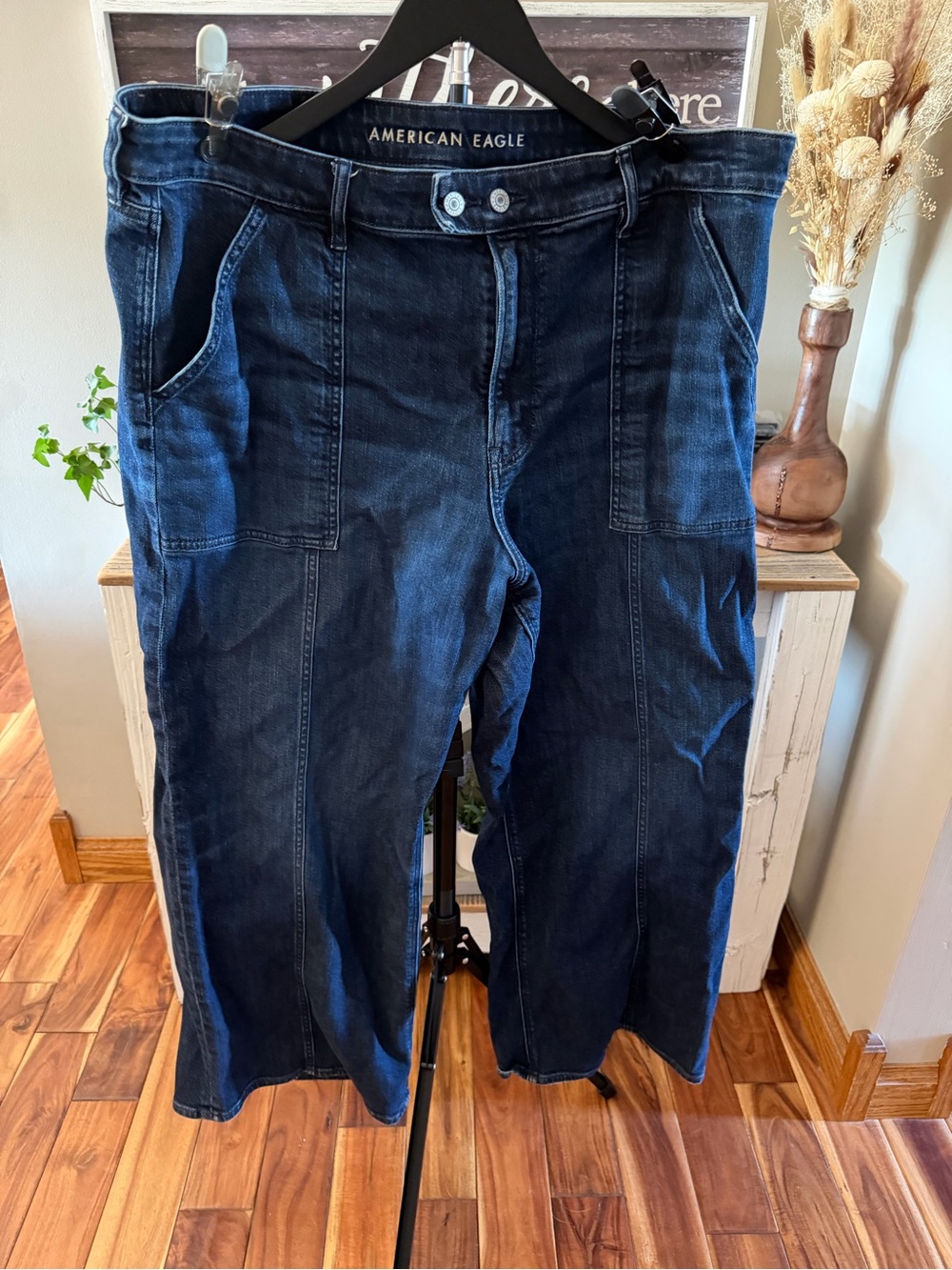 American Eagle Outfitters Women’s Indigo sailer High-Rise Baggy Wide Leg Jeans